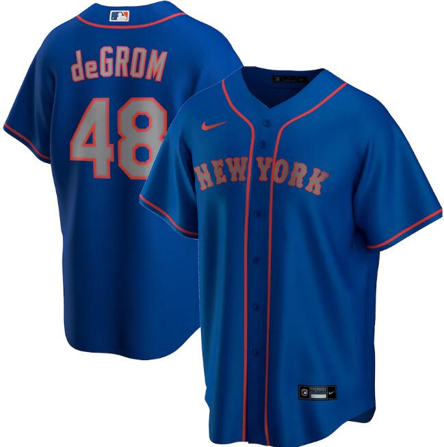 Men's New York Mets #48 Jacob deGrom New Blue MLB Cool Base Stitched Jersey