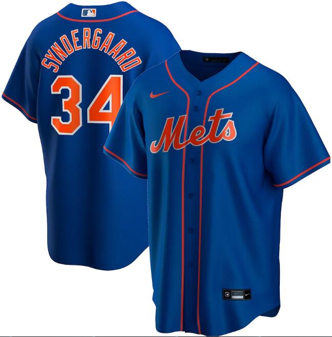 Men's New York Mets #34 Noah Syndergaard Blue MLB Cool Base Stitched Jersey