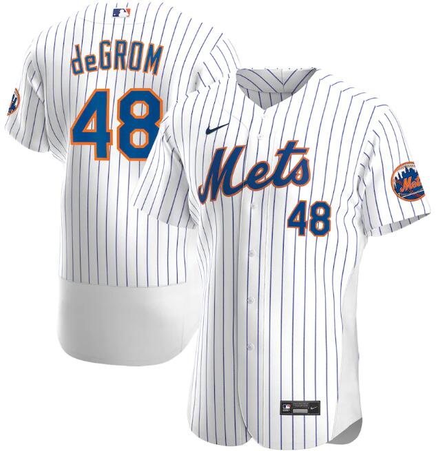 Men's New York Mets #48 Jacob deGrom 2020 White MLB Flex Base Stitched MLB Jersey
