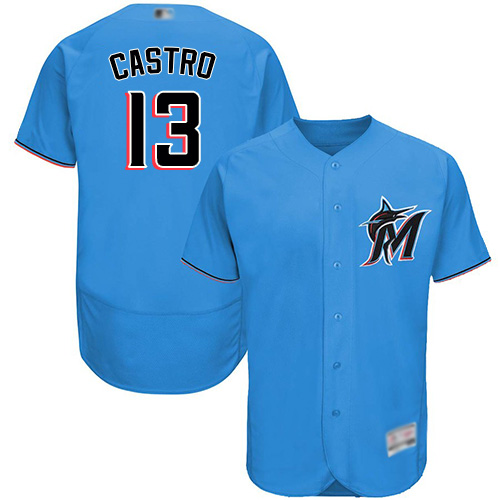 marlins #13 Starlin Castro Blue Flexbase Authentic Collection Stitched MLB Jersey