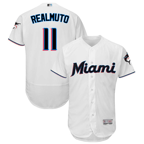 marlins #11 JT Realmuto White Flexbase Authentic Collection Stitched MLB Jersey