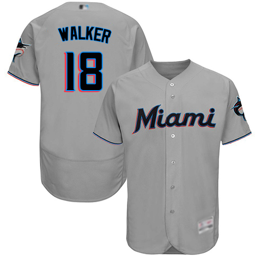 marlins #18 Neil Walker Grey Flexbase Authentic Collection Stitched MLB Jersey