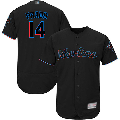 marlins #14 Martin Prado Black Flexbase Authentic Collection Stitched MLB Jersey