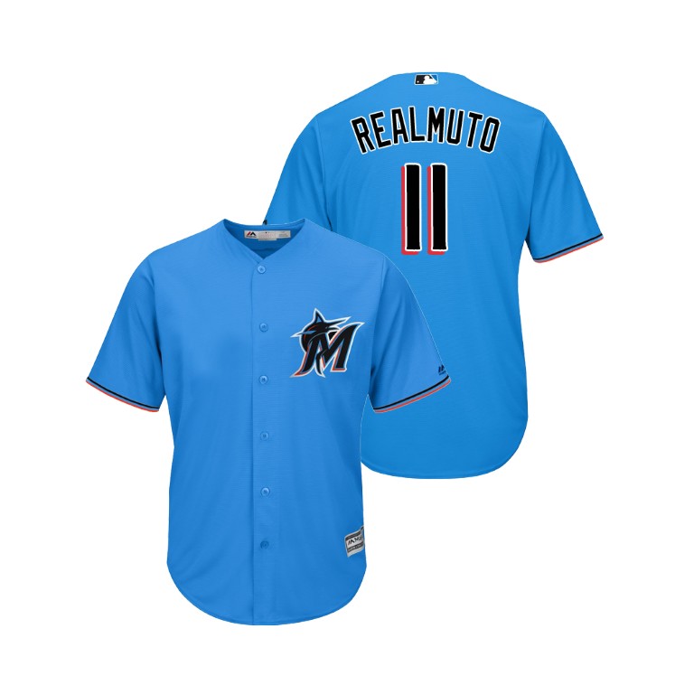marlins #11 J.T. Realmuto Blue Alternate 2019 Cool Base Stitched MLB Jersey