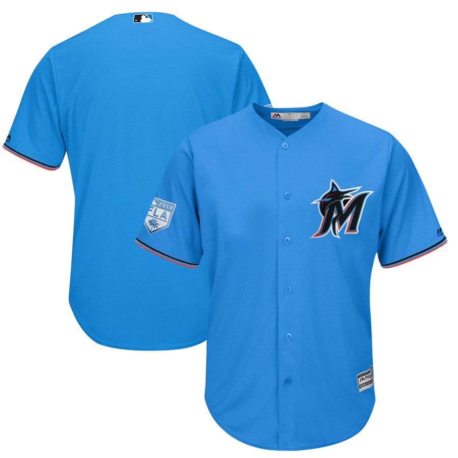 Marlins Blank Blue 2019 Spring Training Cool Base Stitched MLB Jersey