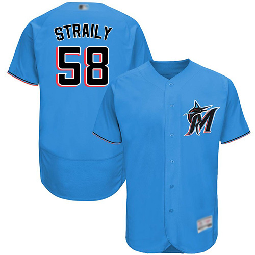 marlins #58 Dan Straily Blue Flexbase Authentic Collection Stitched MLB Jersey