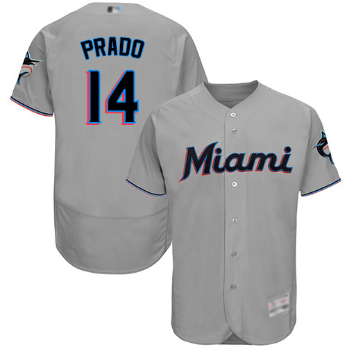 marlins #14 Martin Prado Grey Flexbase Authentic Collection Stitched MLB Jersey