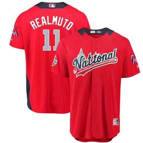 marlins #11 JT Realmuto Red 2018 All-Star National League Stitched MLB Jersey