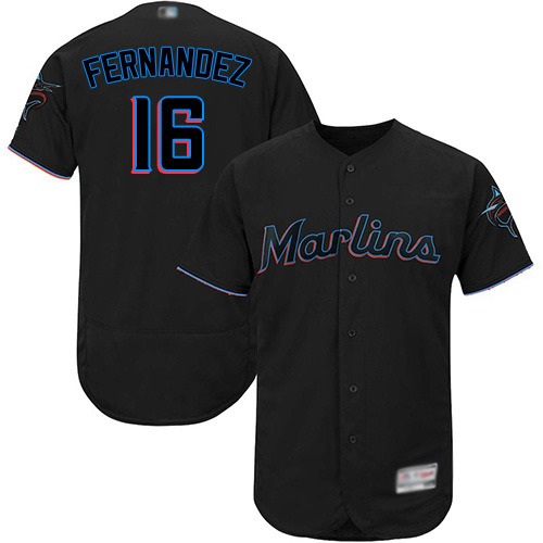 marlins #16 Jose Fernandez Black Flexbase Authentic Collection Stitched MLB Jersey