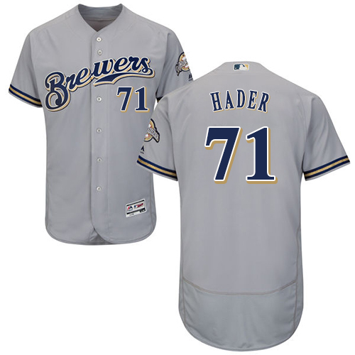 Brewers #71 Josh Hader Grey Flexbase Authentic Collection Stitched MLB Jersey