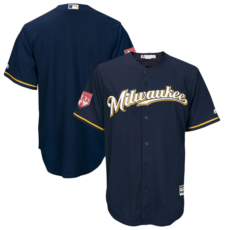 Brewers Blank Navy 2019 Spring Training Cool Base Stitched MLB Jersey