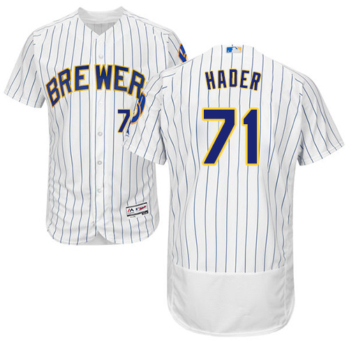 Brewers #71 Josh Hader White Strip Flexbase Authentic Collection Stitched MLB Jersey