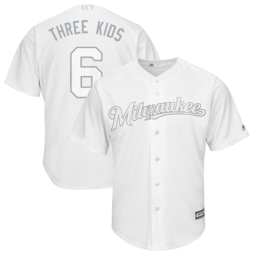 Brewers #6 Lorenzo Cain White "Three Kids" Players Weekend Cool Base Stitched MLB Jersey