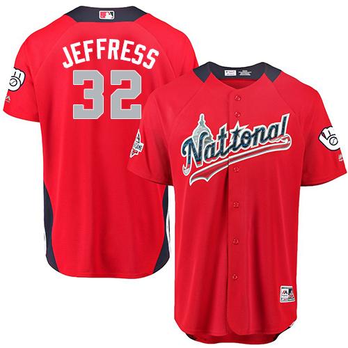 Brewers #32 Jeremy Jeffress Red 2018 All-Star National League Stitched MLB Jersey