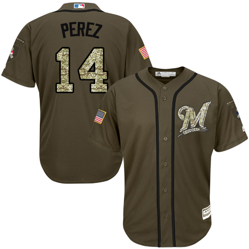 Brewers #14 Hernan Perez Green Salute to Service Stitched MLB Jersey
