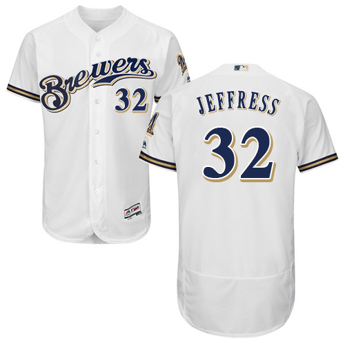 Brewers #32 Jeremy Jeffress White Flexbase Authentic Collection Stitched MLB Jersey