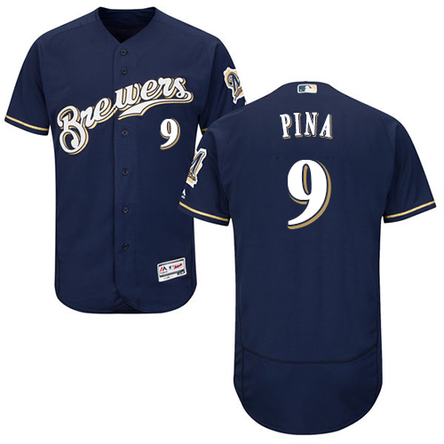Brewers #9 Manny Pina Navy Blue Flexbase Authentic Collection Stitched MLB Jersey