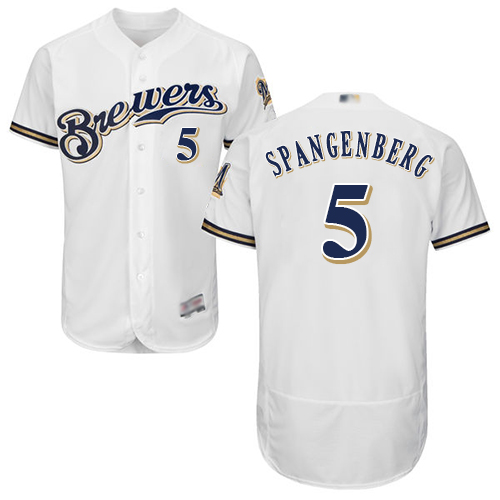 Brewers #5 Cory Spangenberg White Flexbase Authentic Collection Stitched MLB Jersey