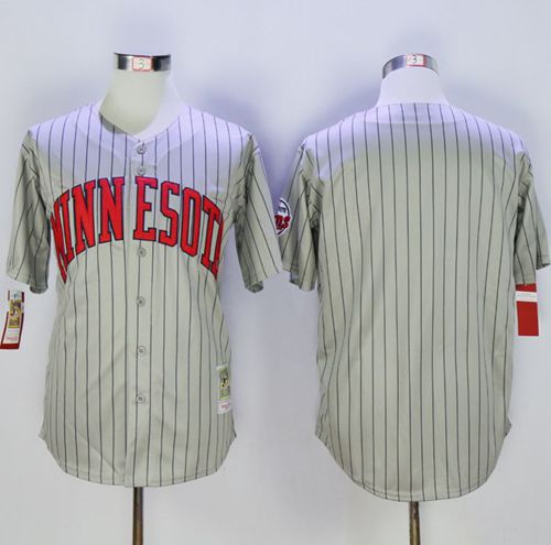 Mitchell And Ness Twins Blank Grey Strip Throwback Stitched MLB Jersey Mitchell And Ness Twins Blank Grey Strip Throwback Stitched MLB Jersey