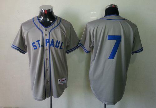Twins #7 Joe Mauer Grey 1948 St. Paul Saints Turn Back The Clock Stitched MLB Jersey Twins #7 Joe Mauer Grey 1948 St. Paul Saints Turn Back The Clock Stitched MLB Jersey