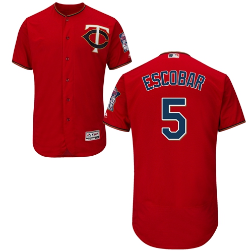 Twins #5 Eduardo Escobar Red Flexbase Authentic Collection Stitched MLB Jersey Twins #5 Eduardo Escobar Red Flexbase Authentic Collection Stitched MLB Jersey