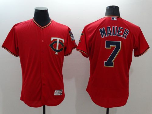 Twins #7 Joe Mauer Red Flexbase Authentic Collection Stitched MLB Jersey Twins #7 Joe Mauer Red Flexbase Authentic Collection Stitched MLB Jersey