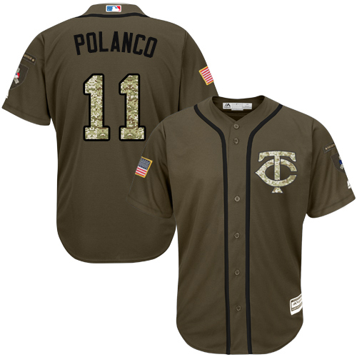 Twins #11 Jorge Polanco Green Salute to Service Stitched MLB Jersey Twins #11 Jorge Polanco Green Salute to Service Stitched MLB Jersey