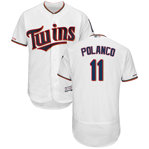 Twins #11 Jorge Polanco White Flexbase Authentic Collection Stitched MLB Jersey Twins #11 Jorge Polanco White Flexbase Authentic Collection Stitched MLB Jersey