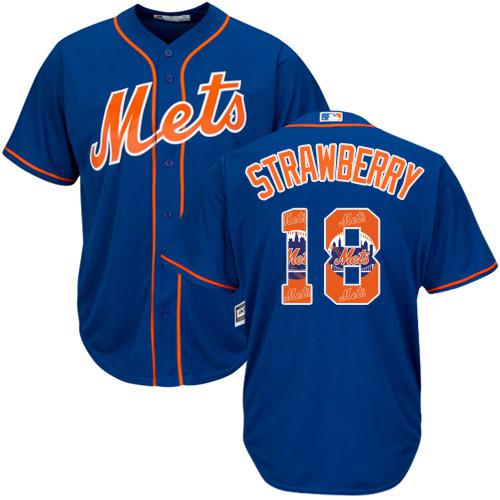 Mets #18 Darryl Strawberry Blue Team Logo Fashion Stitched MLB Jersey