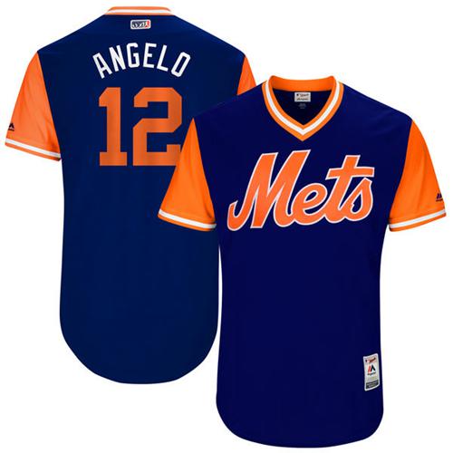 Mets #12 Juan Lagares Royal "Angelo" Players Weekend Authentic Stitched MLB Jersey