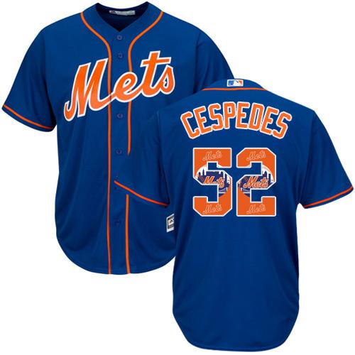 Mets #52 Yoenis Cespedes Blue Team Logo Fashion Stitched MLB Jersey