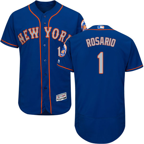 Mets #1 Amed Rosario Blue(Grey NO.) Flexbase Authentic Collection Stitched MLB Jersey