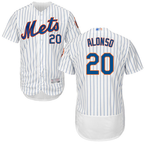 Mets #20 Pete Alonso White(Blue Strip) Flexbase Authentic Collection Stitched MLB Jersey