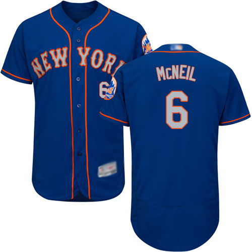 Mets #6 Jeff McNeil Blue(Grey NO.) Flexbase Authentic Collection Stitched MLB Jersey