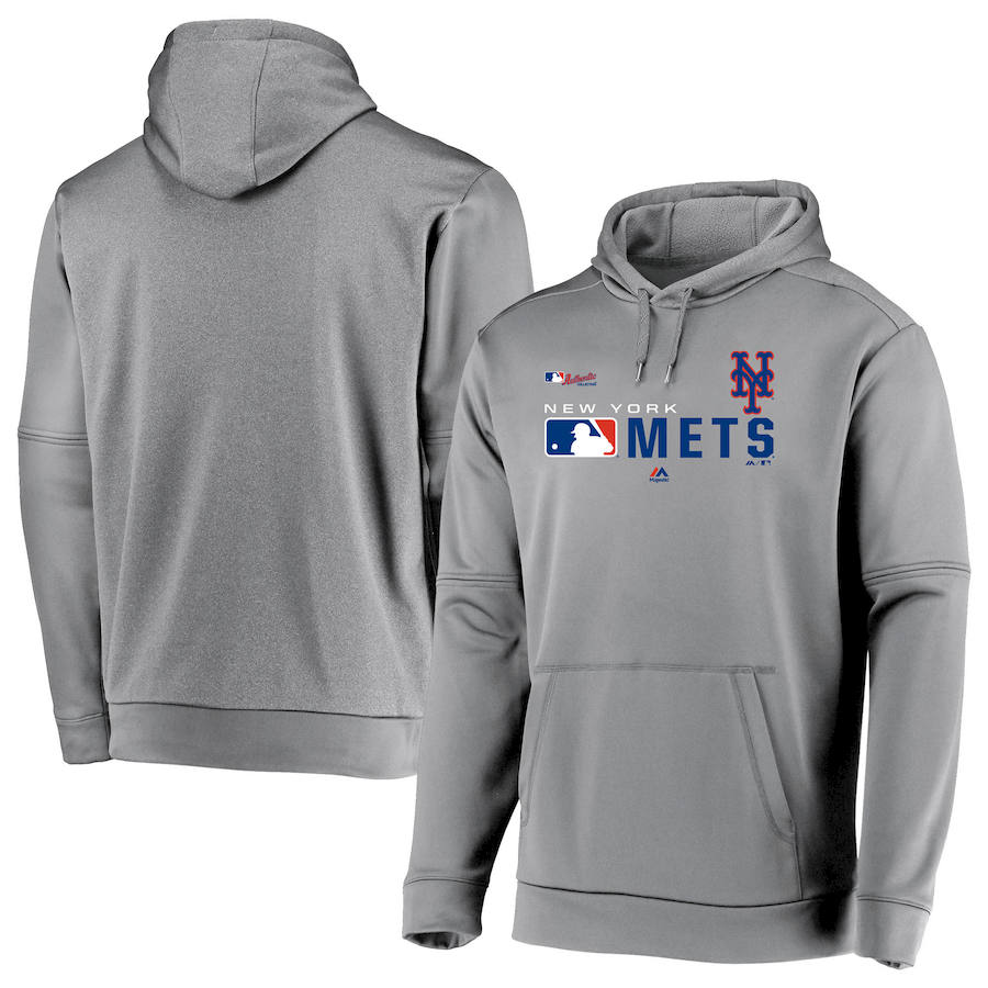 New York Mets Majestic Authentic Collection Team Distinction Pullover Hoodie Platinum