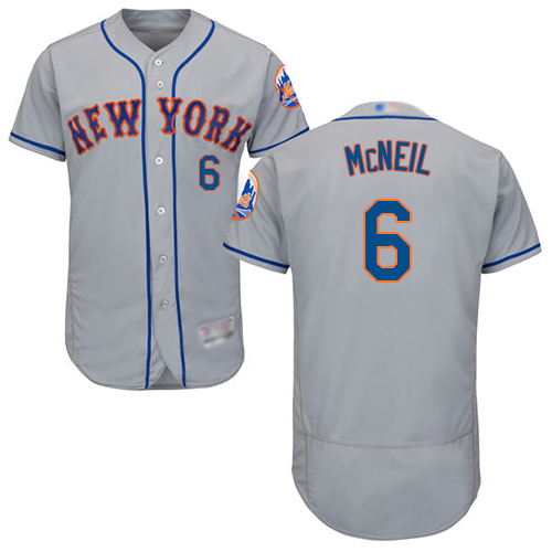 Mets #6 Jeff McNeil Grey Flexbase Authentic Collection Stitched MLB Jersey