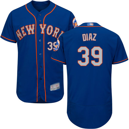 Mets #39 Edwin Diaz Blue(Grey NO.) Flexbase Authentic Collection Stitched MLB Jersey