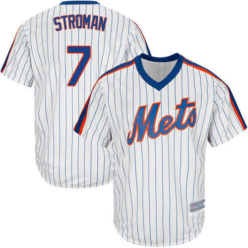 Mets #7 Marcus Stroman White(Blue Strip) New Cool Base Alternate Stitched MLB Jersey