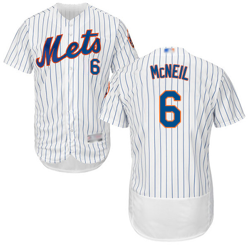 Mets #6 Jeff McNeil White(Blue Strip) Flexbase Authentic Collection Stitched MLB Jersey