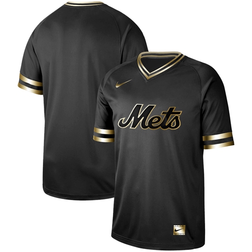 Nike Mets Blank Black Gold Authentic Stitched MLB Jersey