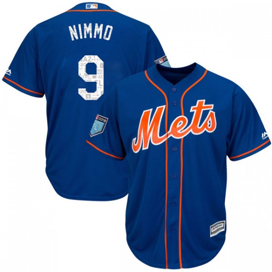 Mets #9 Brandon Nimmo Blue 2019 Spring Training Cool Base Stitched MLB Jersey