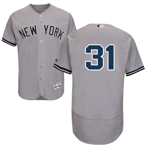 Yankees #31 Aaron Hicks Grey Flexbase Authentic Collection Stitched MLB Jersey