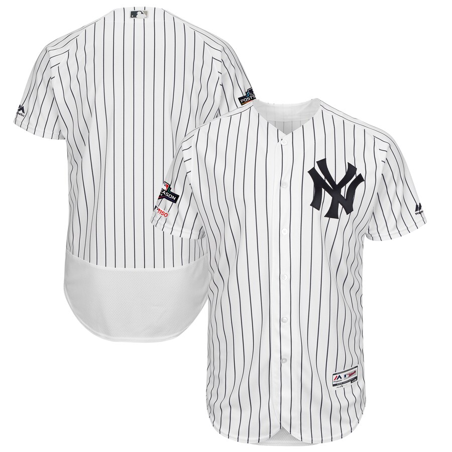 New York Yankees Majestic 2019 Postseason Authentic Flex Base Player Jersey White Navy