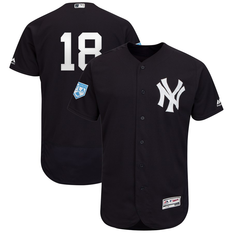 Yankees #18 Didi Gregorius Navy 2019 Spring Training Flex Base Stitched MLB Jersey