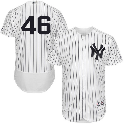 Yankees #46 Andy Pettitte White Strip Flexbase Authentic Collection Stitched MLB Jersey