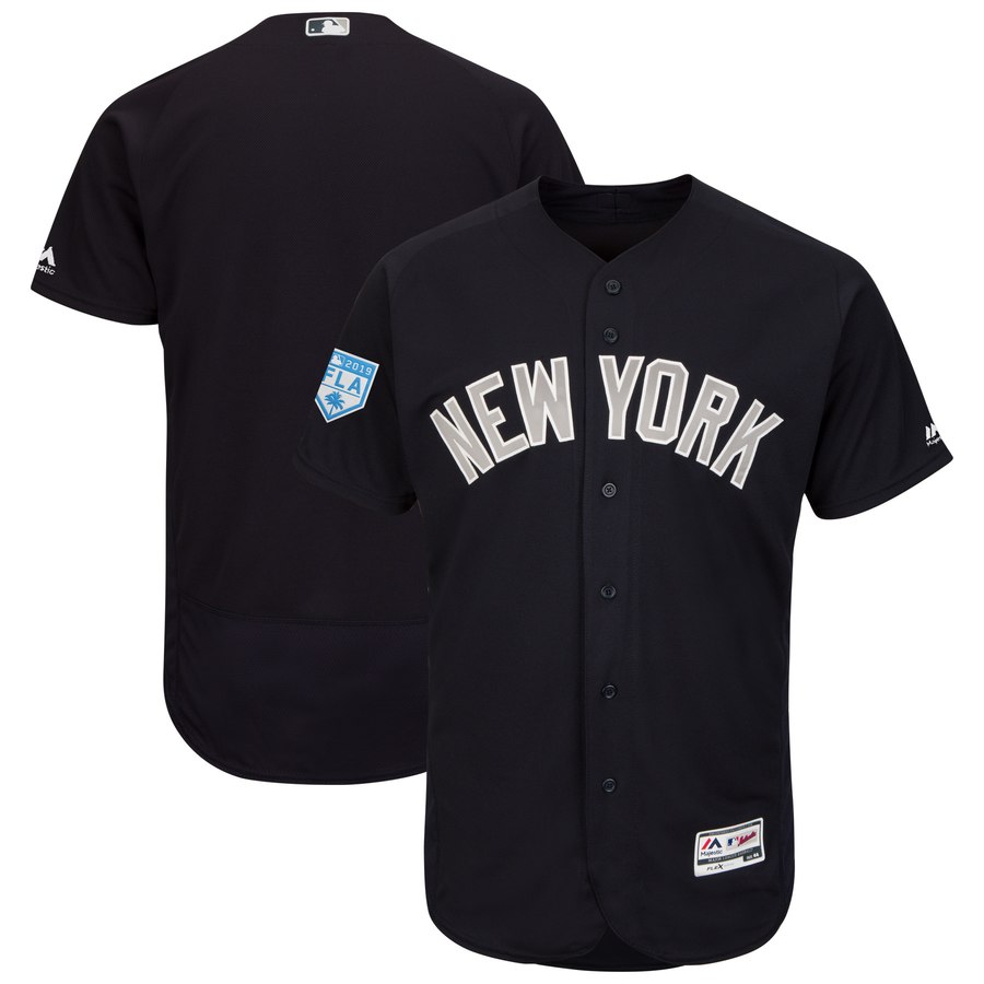 Yankees Blank Navy Alternate 2019 Spring Training Flex Base Stitched MLB Jersey