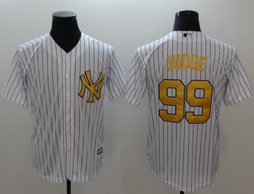 Yankees #99 Aaron Judge White Gold No. New Cool Base Stitched MLB Jersey