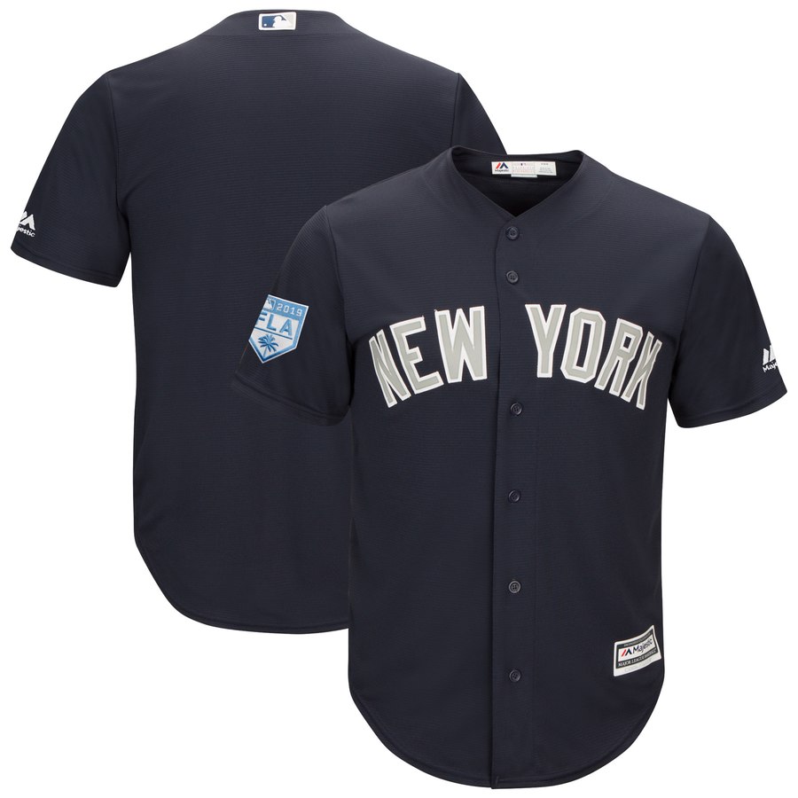 Yankees Blank Navy Blue Alternate 2019 Spring Training Cool Base Team Stitched MLB Jersey
