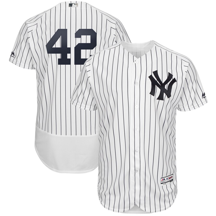New York Yankees #42 Mariano Rivera Majestic 2019 Hall of Fame Authentic Collection Flex Base Player Jersey White Navy