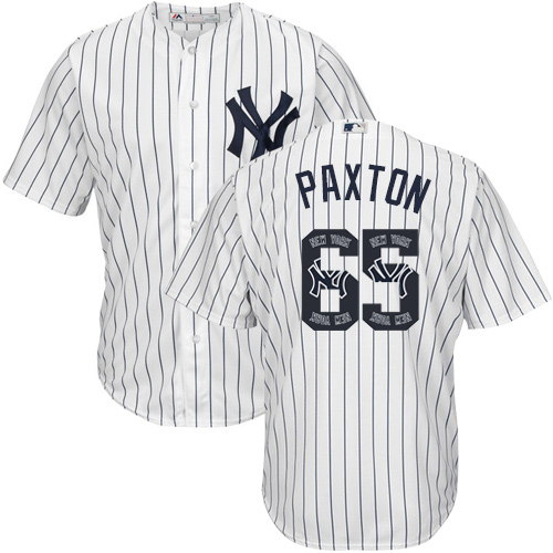 Yankees #65 James Paxton White Strip Team Logo Fashion Stitched MLB Jersey